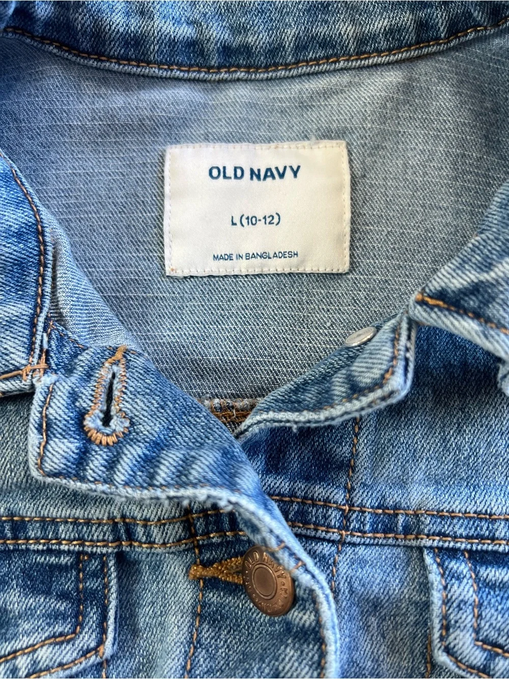Old Navy Girls Denim Jacket Size L 10-12 Blue Stretch Trucker Jean Jacket
